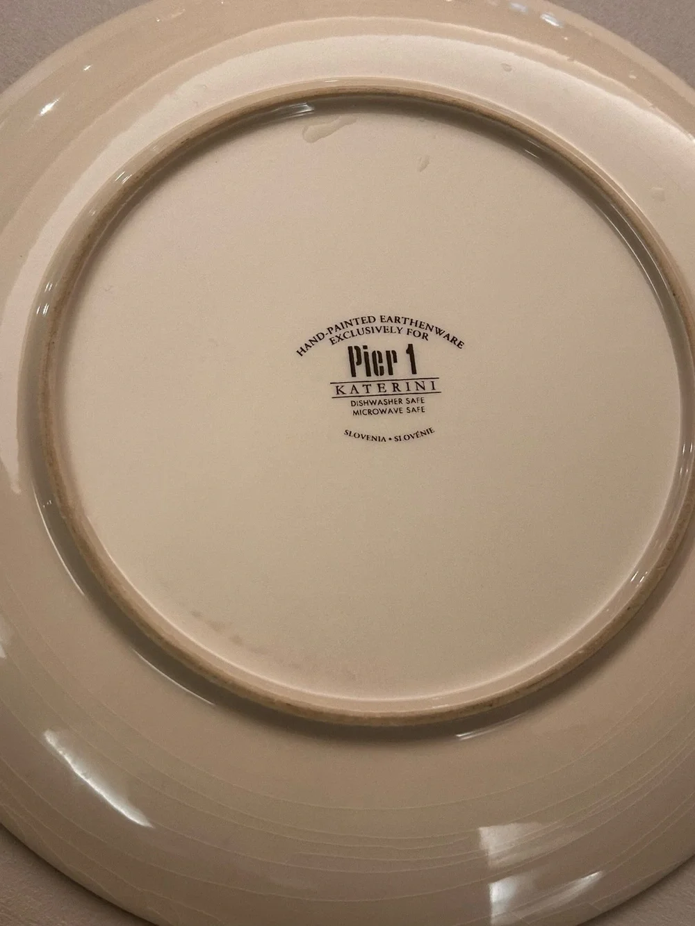 Pier 1 Katerini Hand-Painted Earthenware Plate - Yellow & Green Motif 2 plates